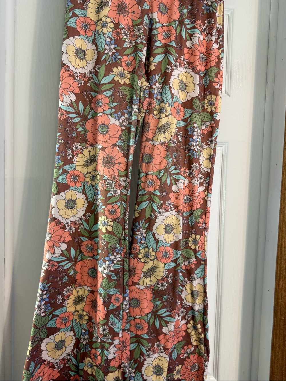 Caution To The Wind Brown Floral Wide Leg Pants